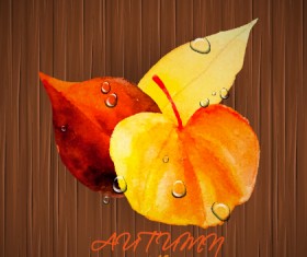 Creative watercolor leaves autumn background vector 01