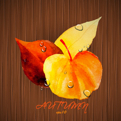 Creative watercolor leaves autumn background vector 01