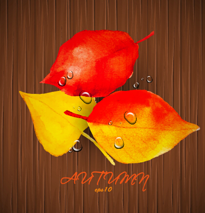 Creative watercolor leaves autumn background vector 02