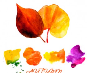 Creative watercolor leaves autumn background vector 03