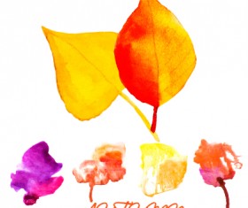 Creative watercolor leaves autumn background vector 04