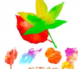 Creative watercolor leaves autumn background vector 05