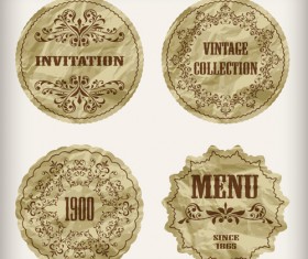 Crumpled paper vintage labels vector