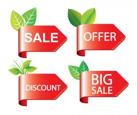 Curled sale labels red vector