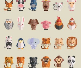 Cute cartoon animals free icons vector