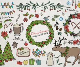 Cute cartoon christmas elements Illustrations vector