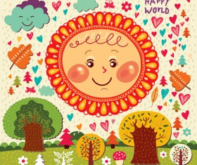 Cute cartoon floral animals pattern vector set 05