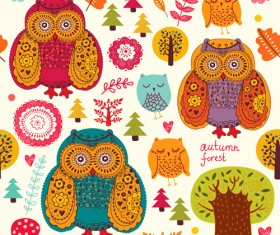 Cute cartoon floral animals pattern vector set 07