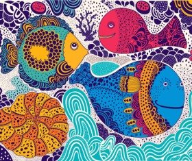 Cute cartoon floral animals pattern vector set 08