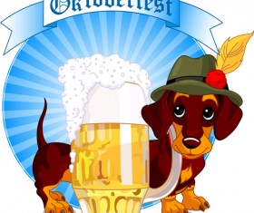 Cute dog with beer labels vector