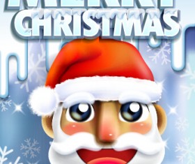 Cute santa with snow christmas background