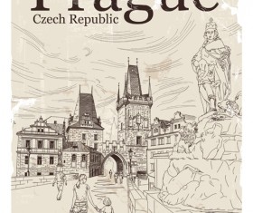 Czech republic prague retro vector