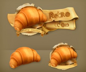 Dessert food retro labels vector material 04