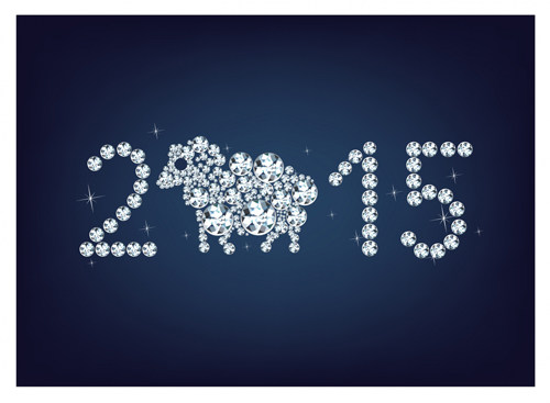 Diamond 2015 new year sheep background vector