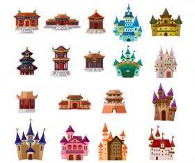 Different colored castle vector