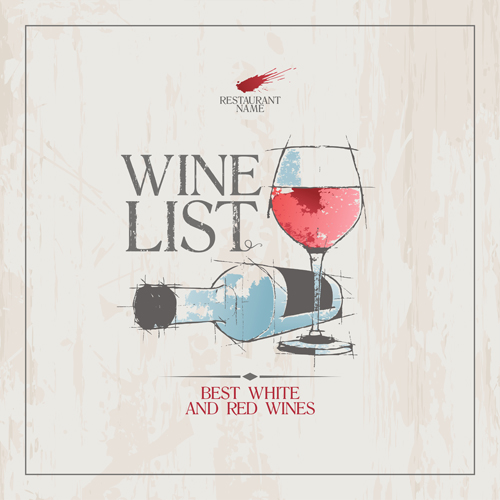 Elegant restaurant wine menu vector graphics 04