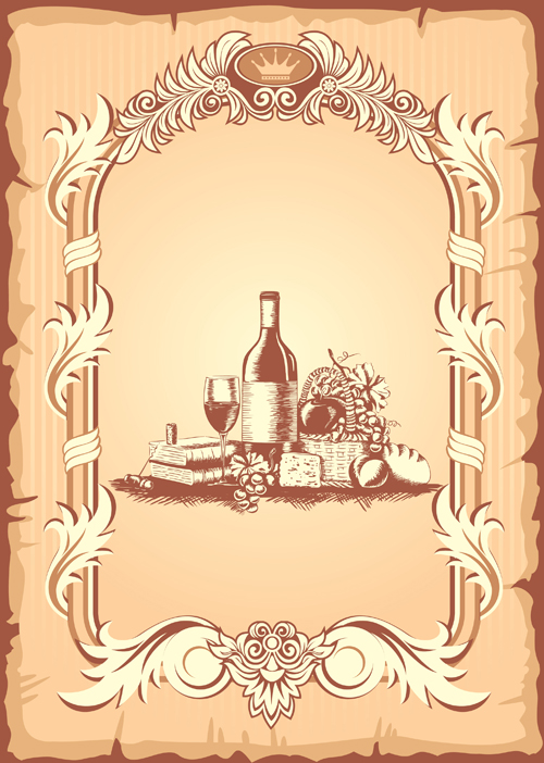 Elegant restaurant wine menu vector graphics 05