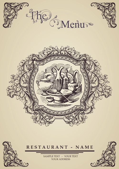 Elegant restaurant wine menu vector graphics 06