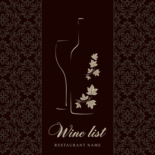 Elegant restaurant wine menu vector graphics 07
