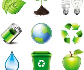 Energy Saving with ECO icons vector material