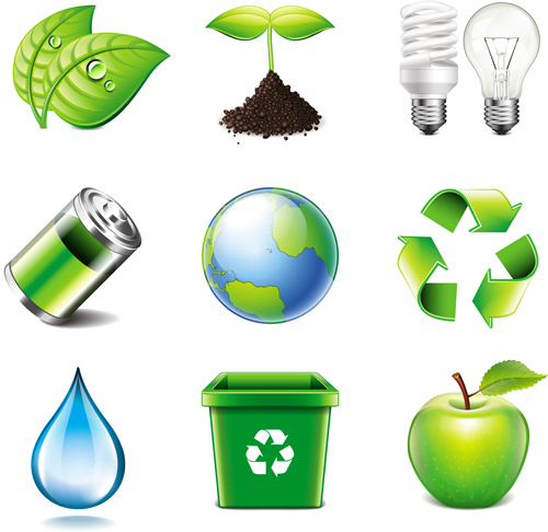 Energy Saving with ECO icons vector material