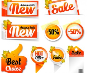 Exquisite autumn discounts sticker vector material 01