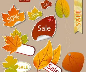 Exquisite autumn discounts sticker vector material 02
