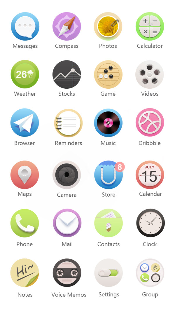 Exquisite modern app psd icons