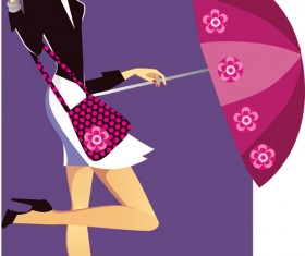 Fashion shopping girls vector material set 07