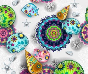 Floral marine organisms beautiful background 01