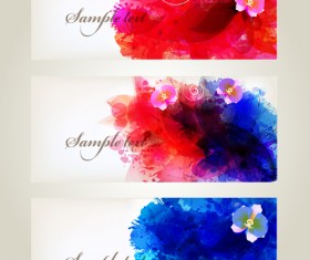 Flower watercolor vector banners material 01