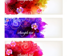 Flower watercolor vector banners material 03