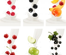 Fruit milk advertising banner vector graphics 01