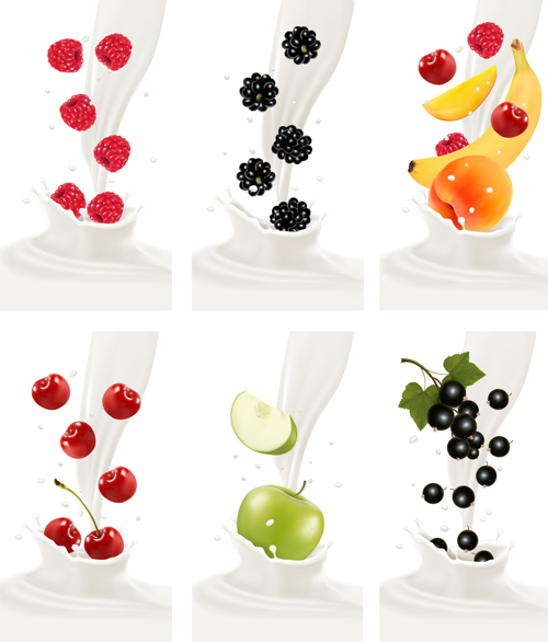 Fruit milk advertising banner vector graphics 01