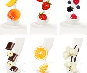Fruit milk advertising banner vector graphics 02