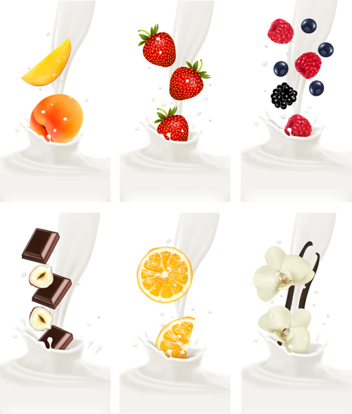 Fruit milk advertising banner vector graphics 02