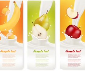 Fruit milk advertising banner vector graphics 03
