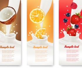 Fruit milk advertising banner vector graphics 04