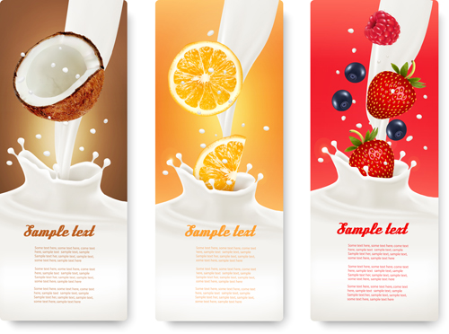 Fruit milk advertising banner vector graphics 04