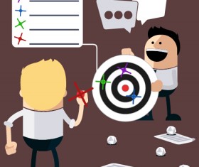 Funny businessman with business elements vector 03