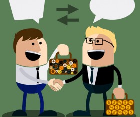 Funny businessman with business elements vector 04