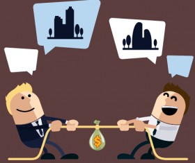 Funny businessman with business elements vector 06