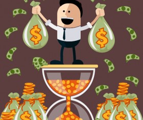 Funny businessman with business elements vector 07