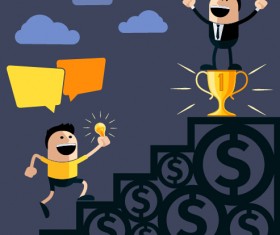 Funny businessman with business elements vector 09