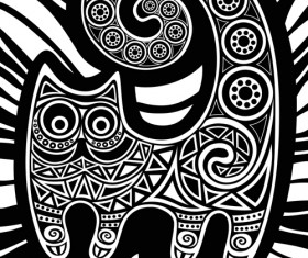 Funny floral pattern cats vector material 04