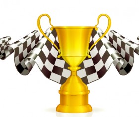 Gold trophy with flag vector