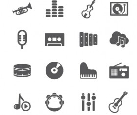 Gray music icons vector material