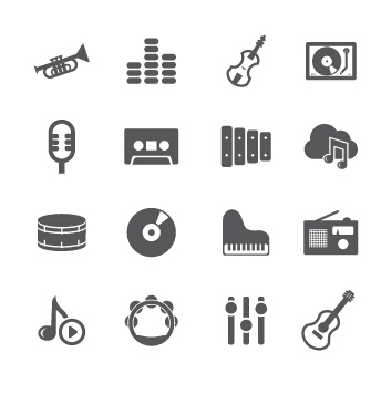 Gray music icons vector material