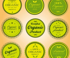 Green Organic labels vector set