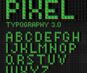 Green geometric shapes alphabet vector